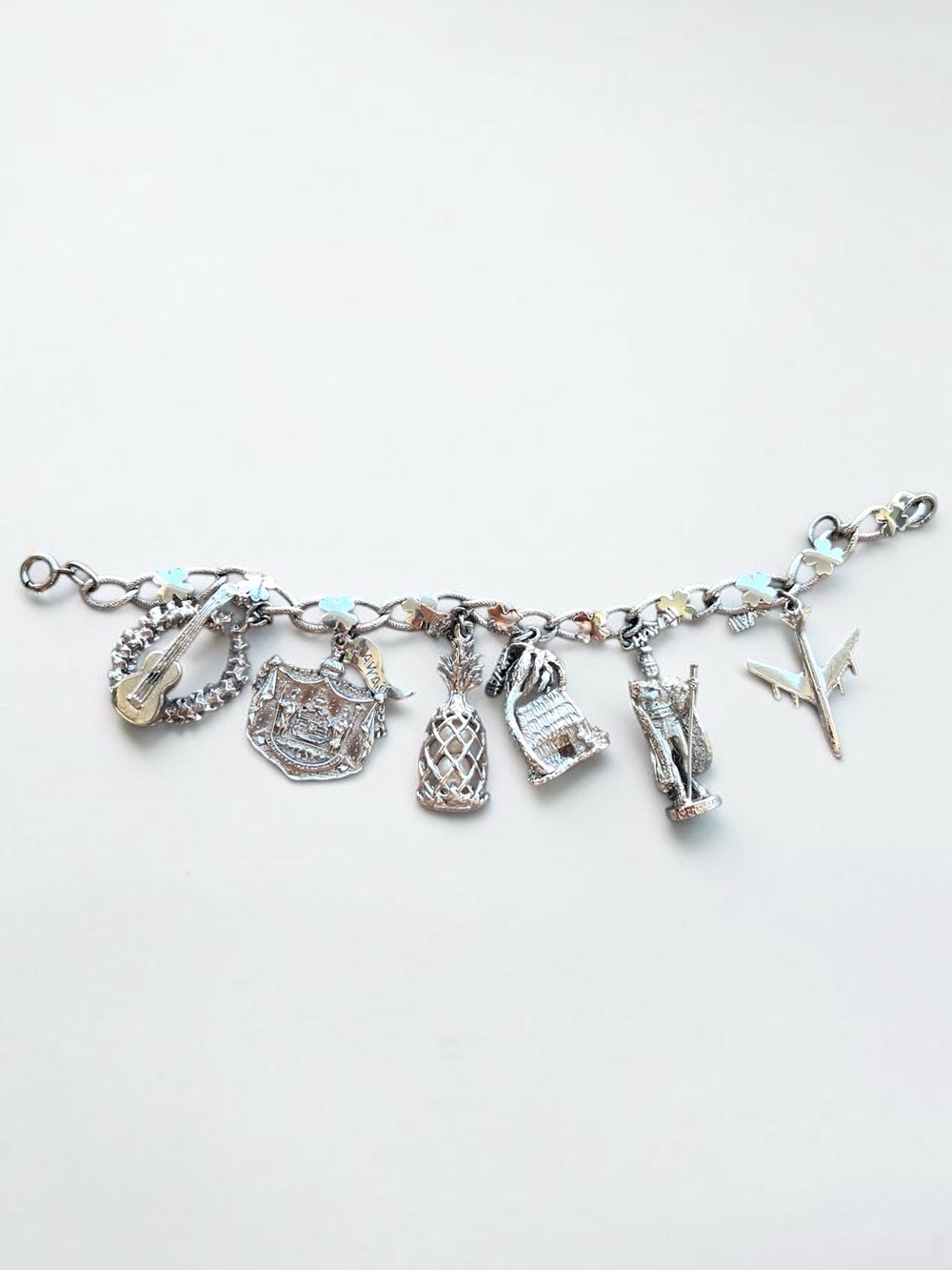 Sterling Silver Hawaii Themed Travel Charm Bracelet